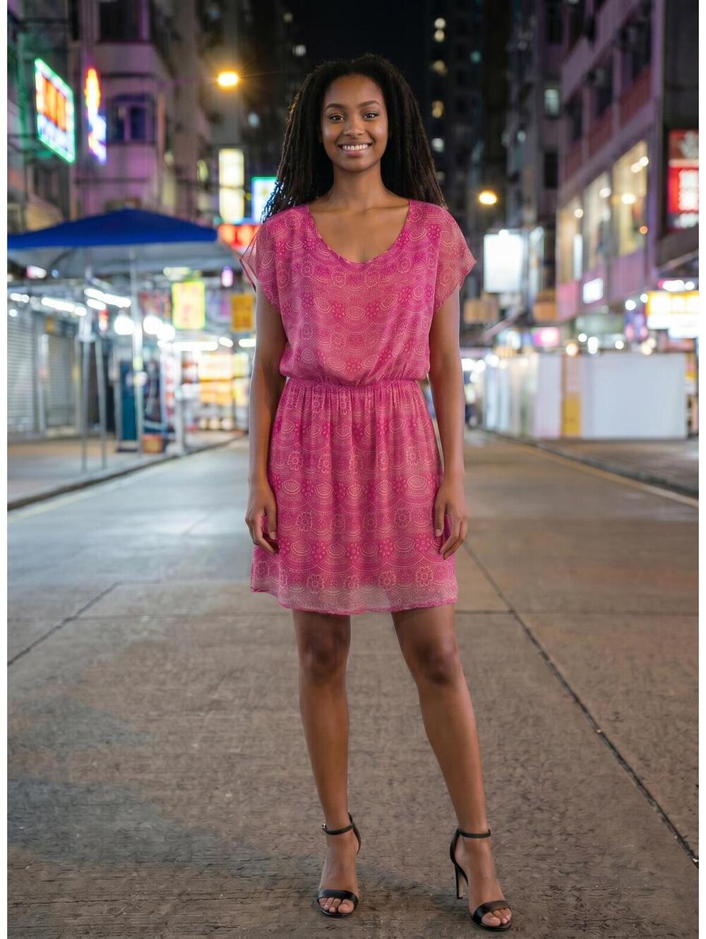Forever 21 Sheer Burgundy Patterned Dress